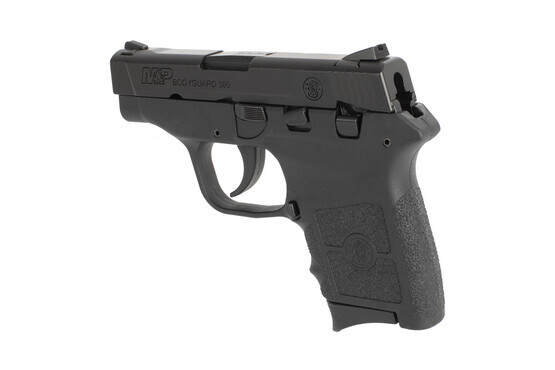 S&W M&P 380 Bodyguard sub compact handgun features a magazine with a finger extension